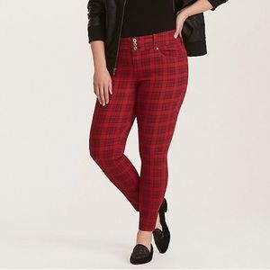 Torrid Red Plaid Jeggings Size 18 New with Tags